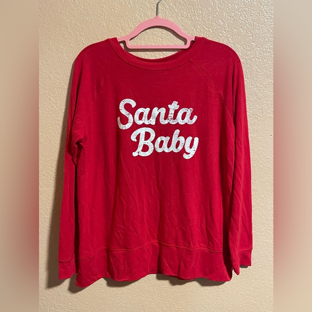 Isabel Maternity Santa Baby Medium Long Sleeve Shirt New